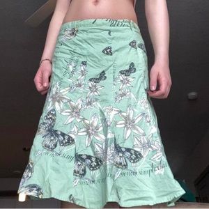 Green butterfly long skirt